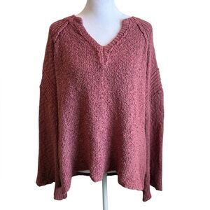 Small Vintage Havana Dusty Pink Chunky Knit Bell Sleeve Sweater